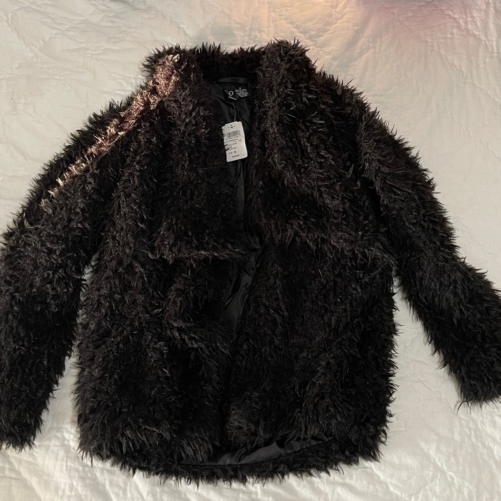 NWT Windsor Black Faux Fur Shell Jacket Size M